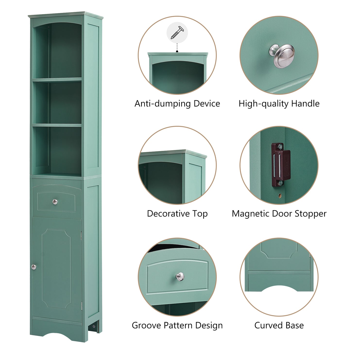 Tall Bathroom Cabinet - Adjustable Shelf