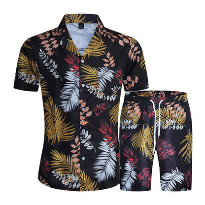 Men's Short Sleeve Suits Shorts-Hawaiian
