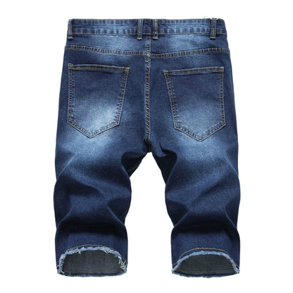 Men's Denim Shorts Ripped Distressed Straight Fit