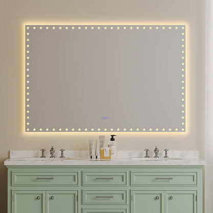 60X40 inch LED Bathroom Mirror with Lights Backlit RGB Color Changing Lighted Mirror