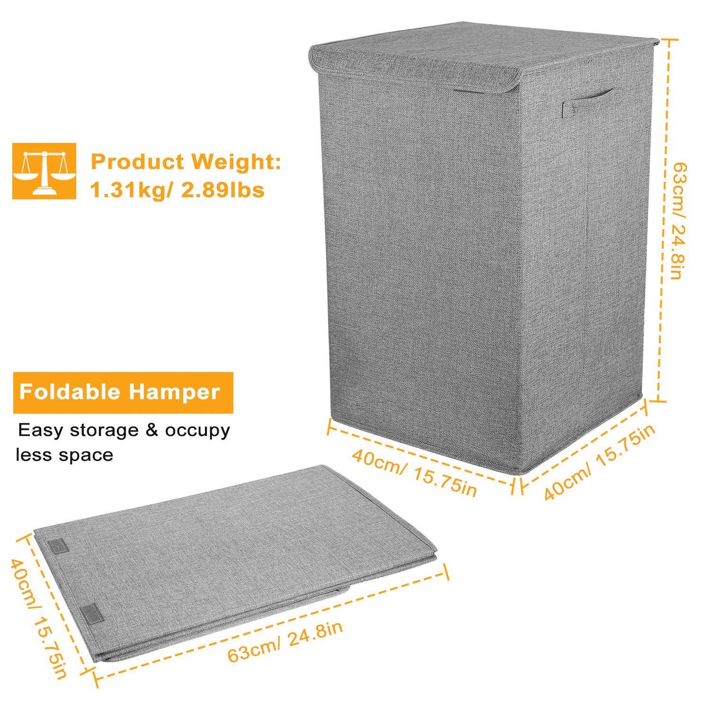 Foldable Laundry Hampers with Lid - Handles