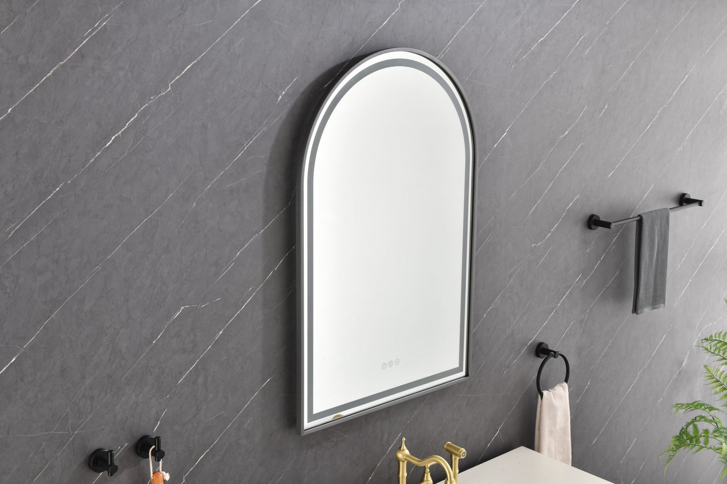 39in. W x 26in. H Oversized Rectangular Framed LED Mirror Anti-Fog Dimmable Wall Mount Bathroom Vanity Mirror Wall Mirror Kit For Gym And Dance Studio
