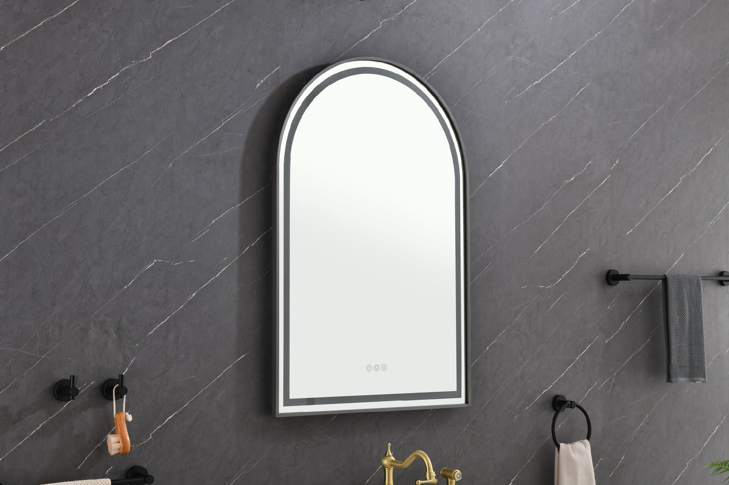 39in. W x 26in. H Oversized Rectangular Framed LED Mirror Anti-Fog Dimmable Wall Mount Bathroom Vanity Mirror Wall Mirror Kit For Gym And Dance Studio
