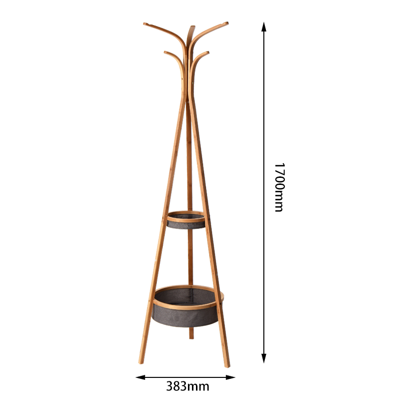 Bamboo Living Room Coat Rack with Storage