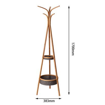 Bamboo Living Room Coat Rack with Storage