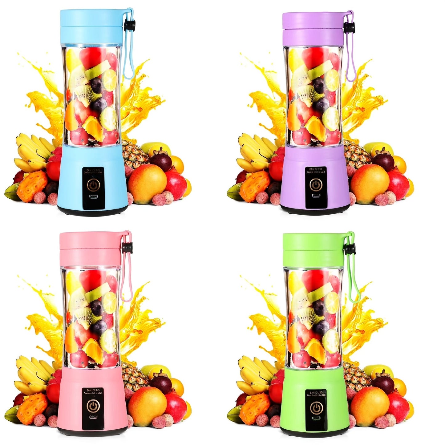 380ML Portable Blender With 6 Blades Rechargeable USB