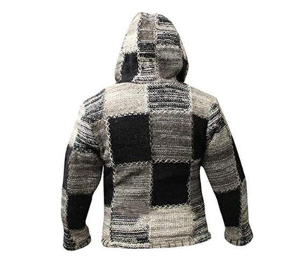 Men's Patchwork Knitted Sweater Cardigan Hooded Jacket