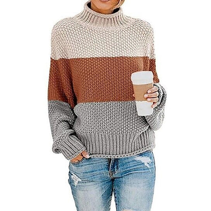 Women's Turtleneck Chunky Knit Oversized Sweater Pullover