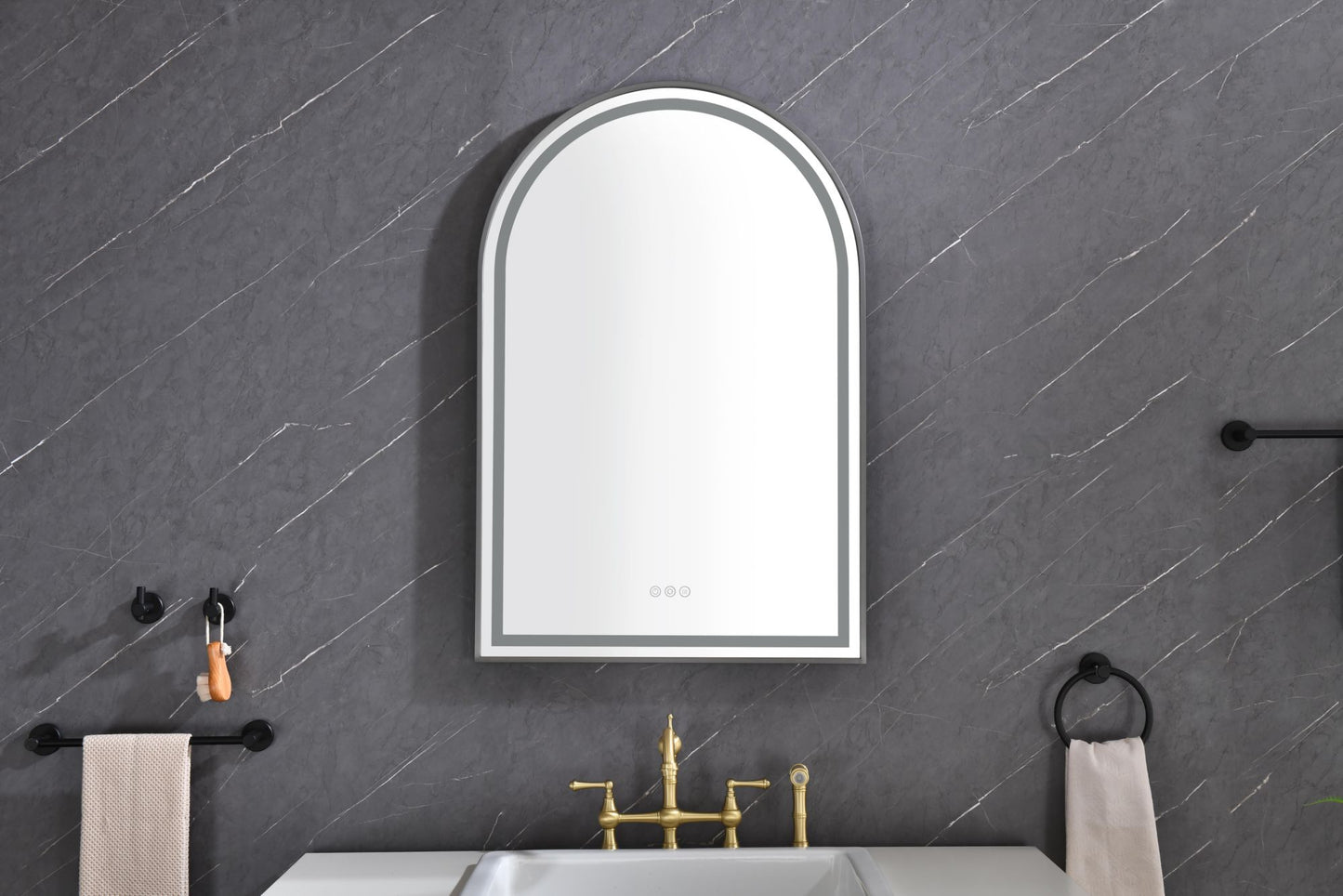 39in. W x 26in. H Oversized Rectangular Framed LED Mirror Anti-Fog Dimmable Wall Mount Bathroom Vanity Mirror Wall Mirror Kit For Gym And Dance Studio