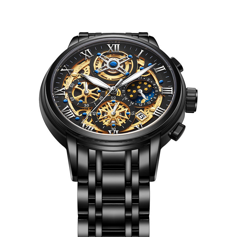 Quartz Watch Multi-Function Waterproof Hollowed