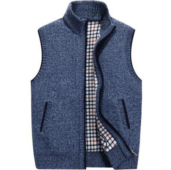 Men's Full-Zip Knitted Cardigan Sweaters Vest Jacket with Pockets