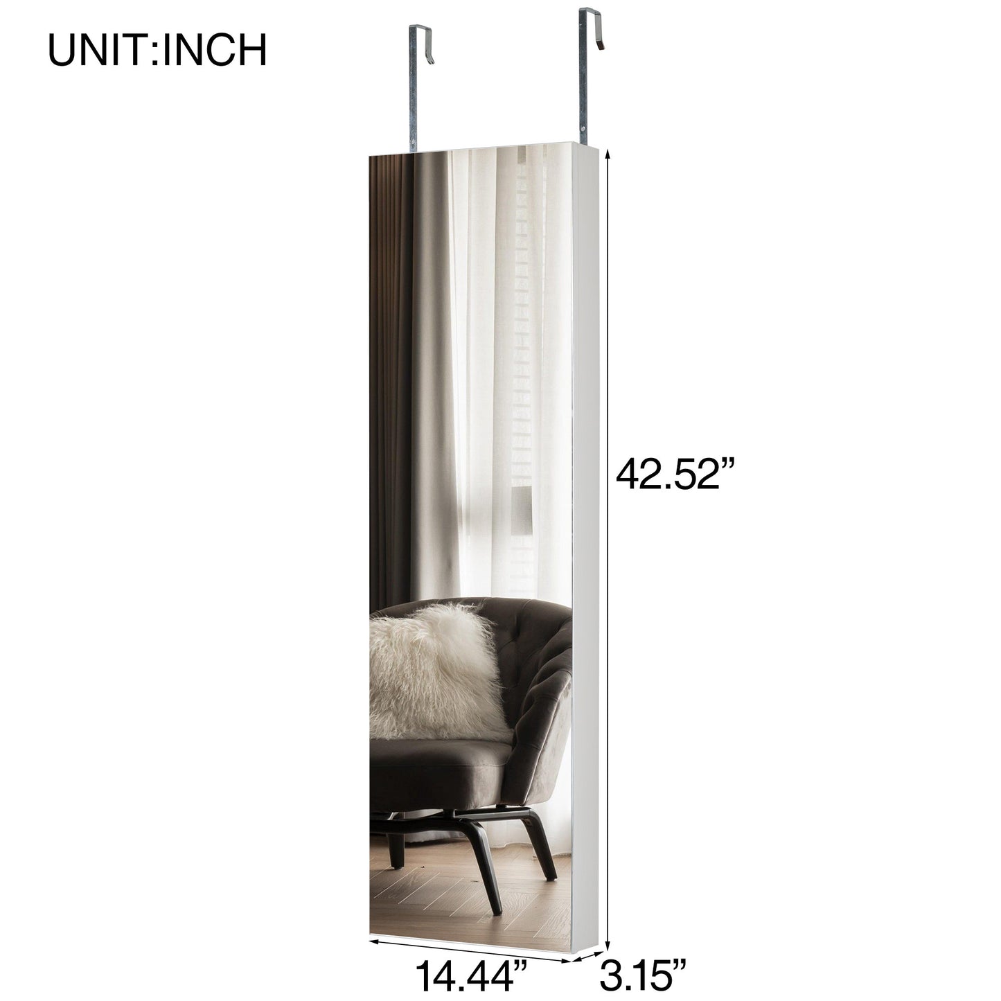 Full Mirror Jewelry Storage Cabinet - Can Be Hung on Door or Wall