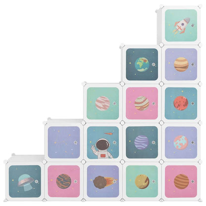 Cube Storage Cabinet for Kids with 15 Cubes White