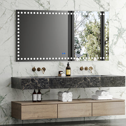 72X36 Inch Led-Lit Bathroom Mirror, Anti-Fog, Memory Rectangular Vanity Mirror