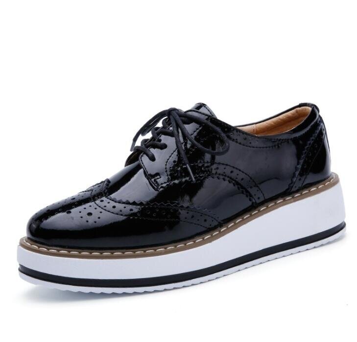 Leathe Square-Toe Lace-up Platform Oxford Sneakers