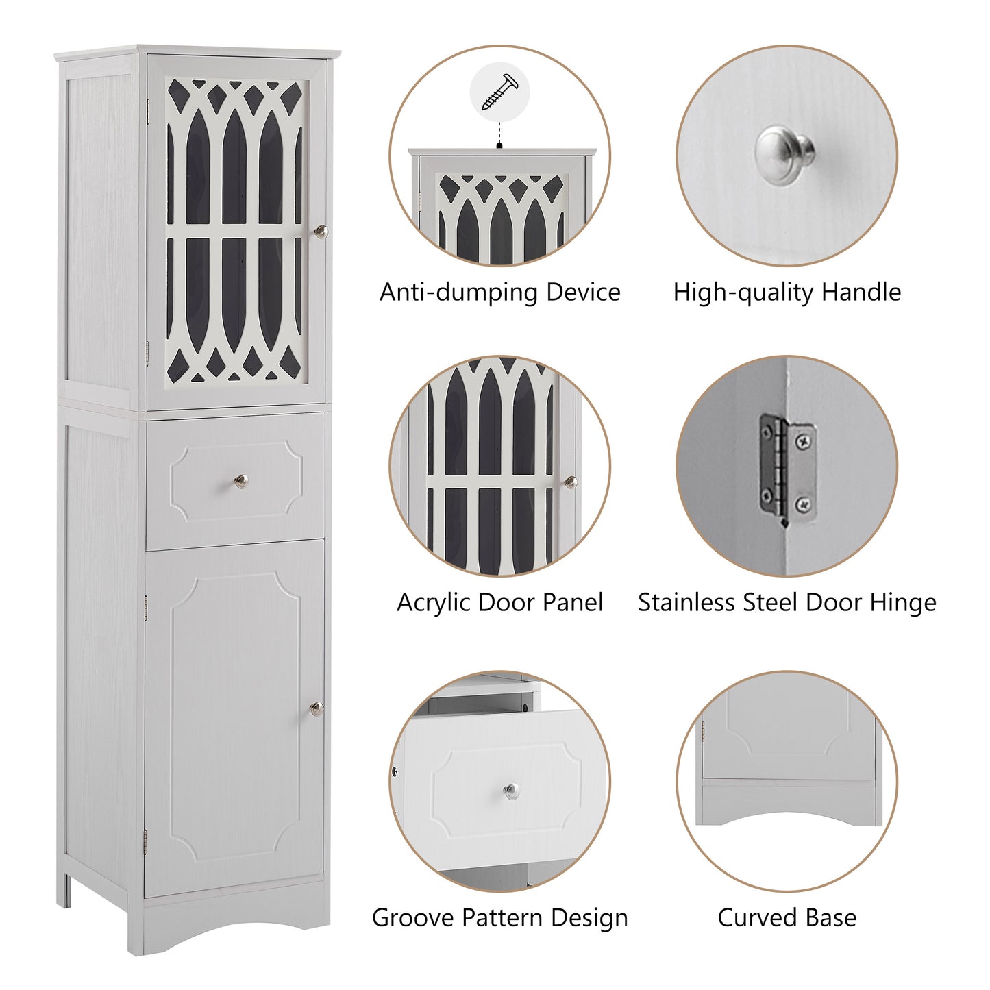 Tall Bathroom Cabinet - Freestanding Storage Cabinet with Drawer and Doors