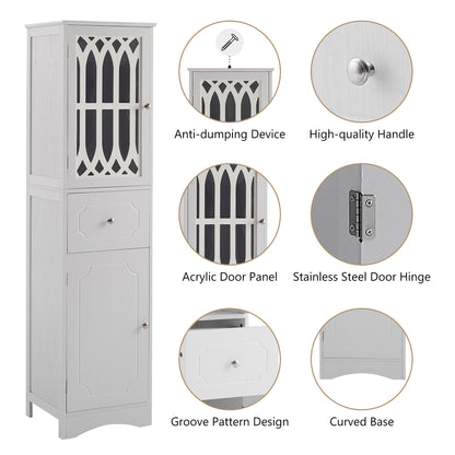Tall Bathroom Cabinet - Freestanding Storage Cabinet with Drawer and Doors