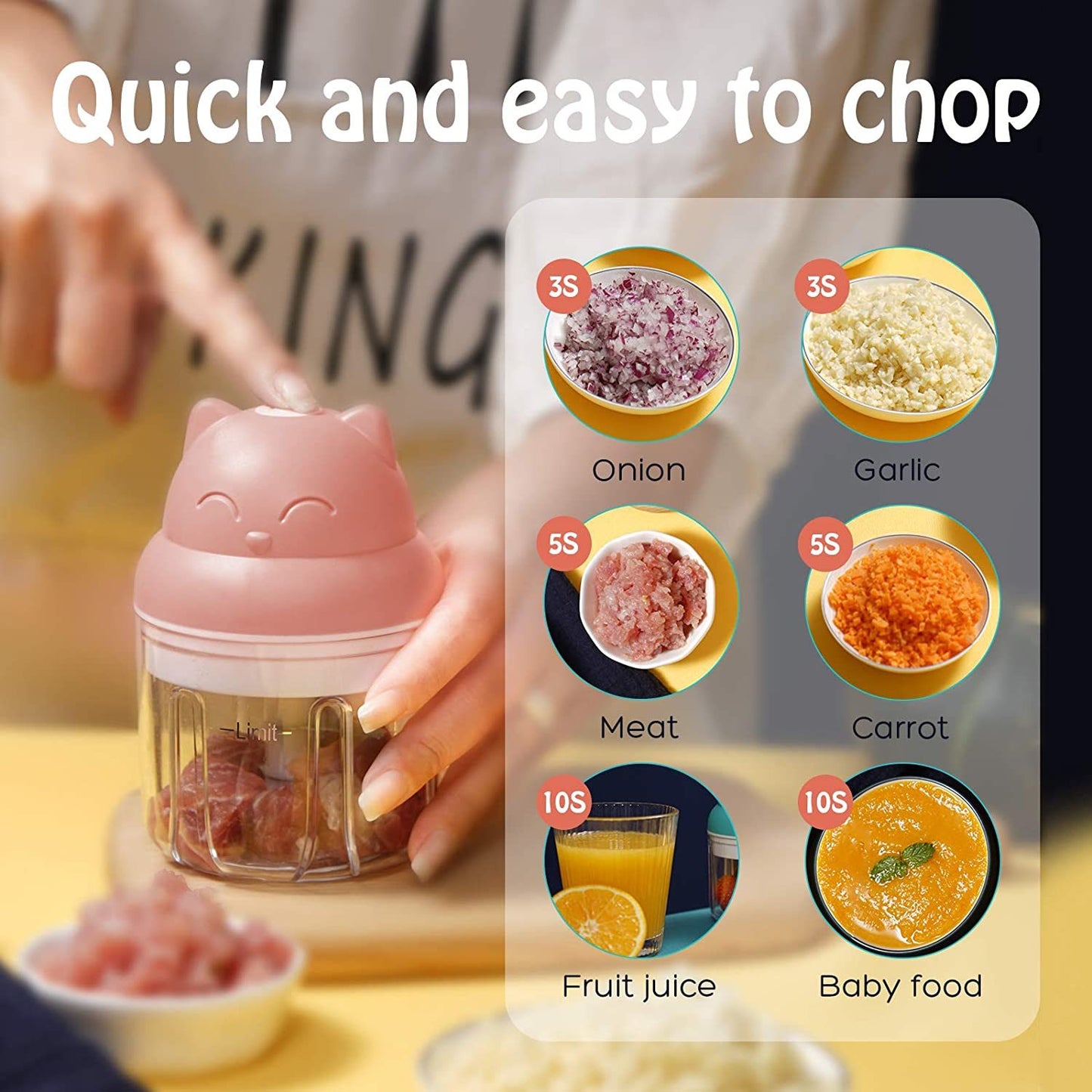 Wireless Electric Mini Pink Garlic Chopper