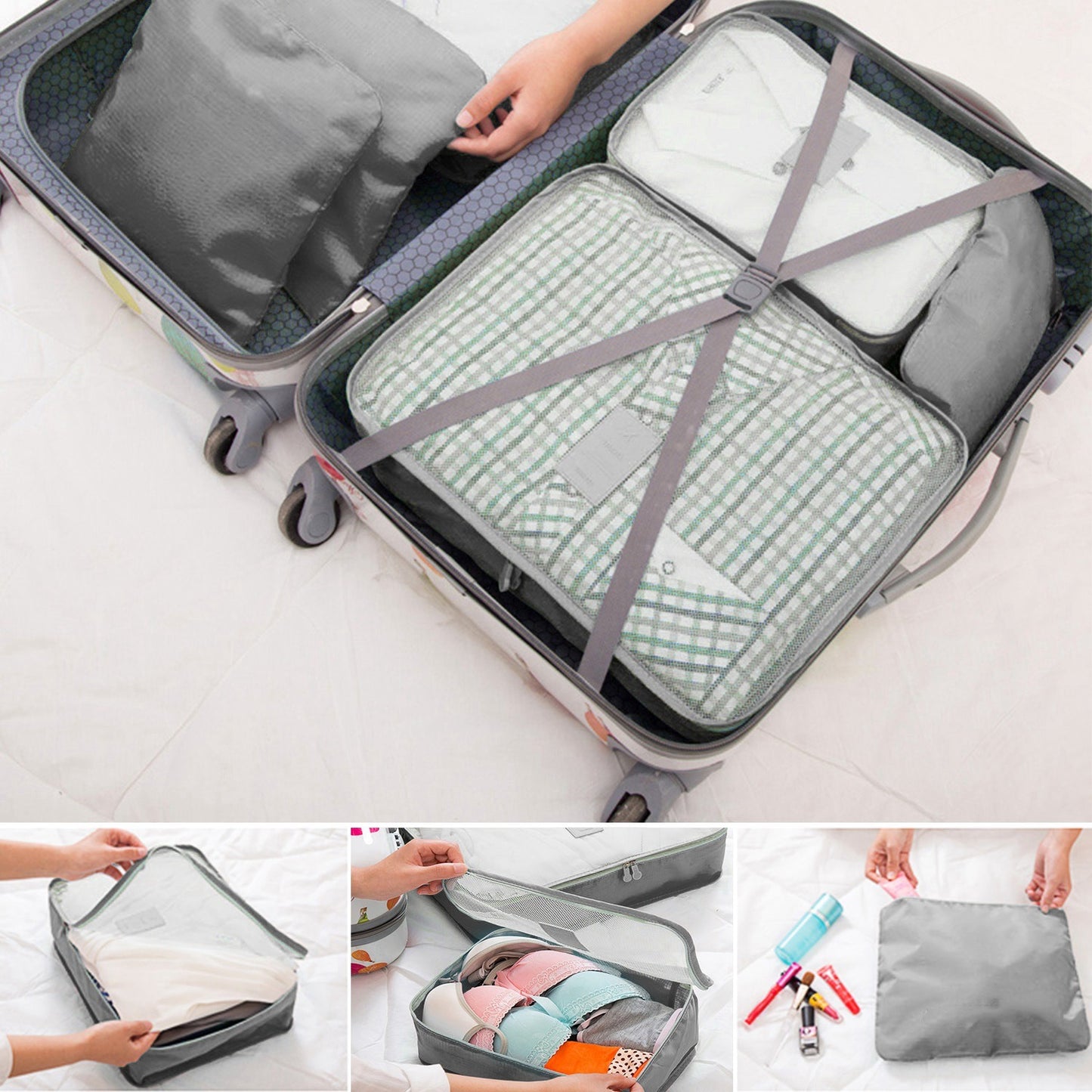 9Pc Clothes Storage Bags - Travel Luggage Organizer - Packing Cubes