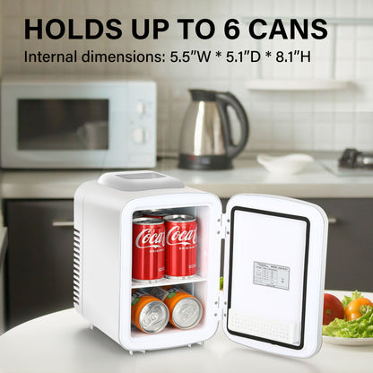 Mini Fridge, 4L/6 Can Portable Small Refrigerator
