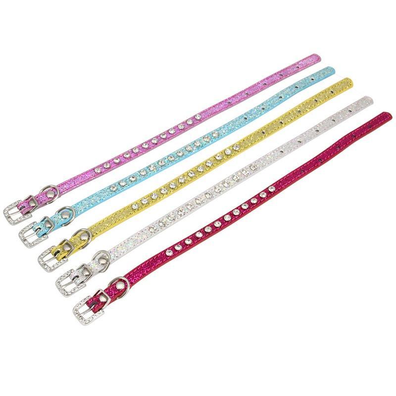Rhinestone Cat Collar - Leather Strap