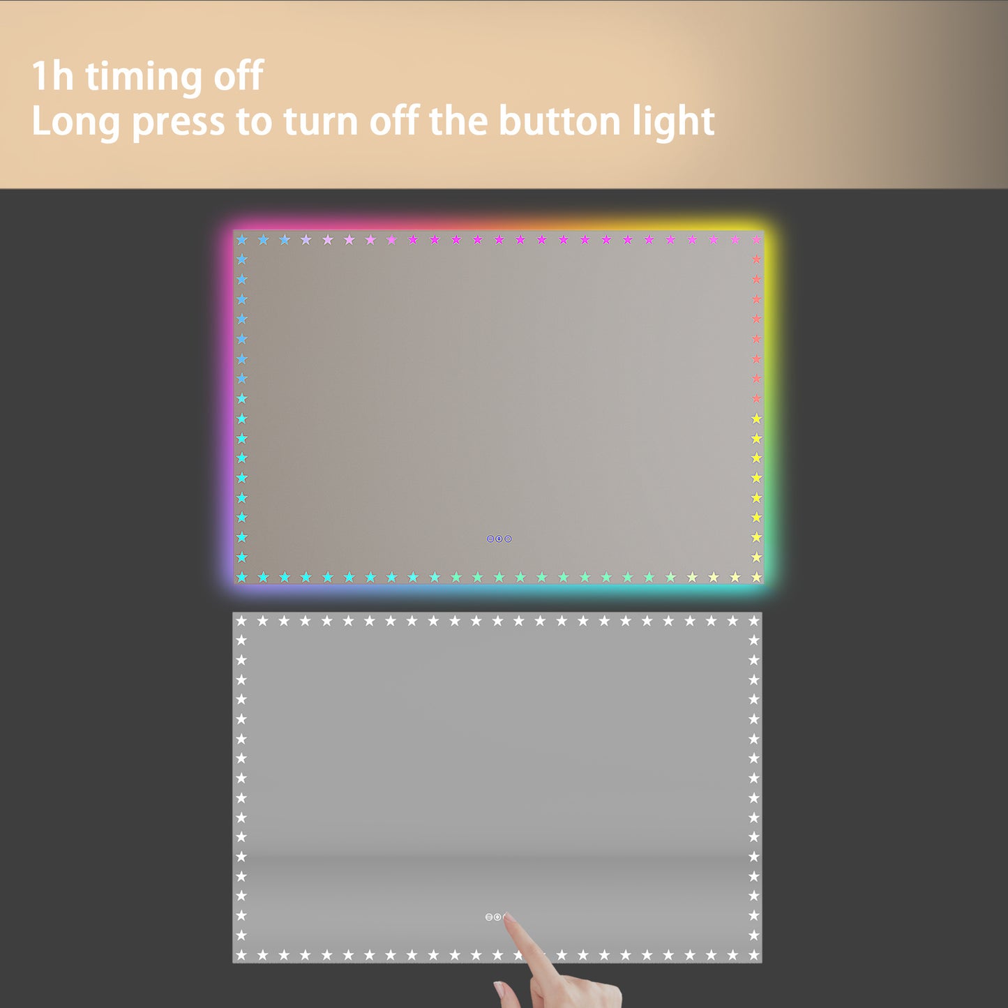 60X40 inch LED Bathroom Mirror with Lights Backlit RGB Color Changing Lighted Mirror
