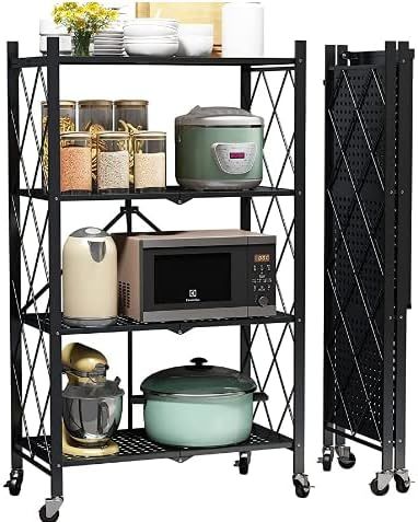 Metal Storage Shelving Unit Collapsible - for Kitchen Bathroom