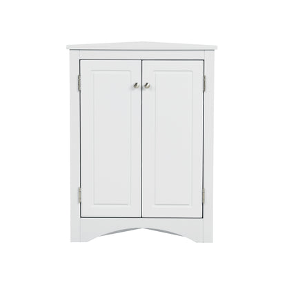 White Triangle Bathroom Storage Cabinet with Adjustable Shelves