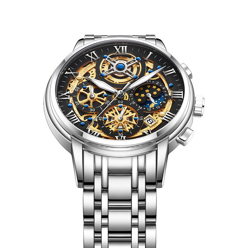Quartz Watch Multi-Function Waterproof Hollowed