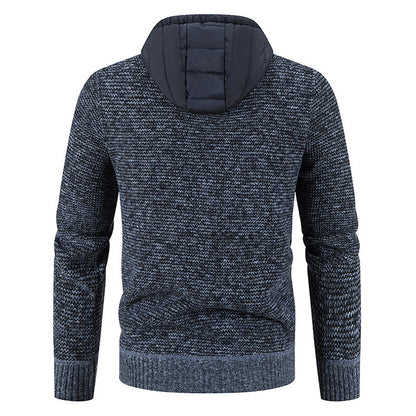 Men's Thickened Fleece Knitted Hooded Sweater Coat