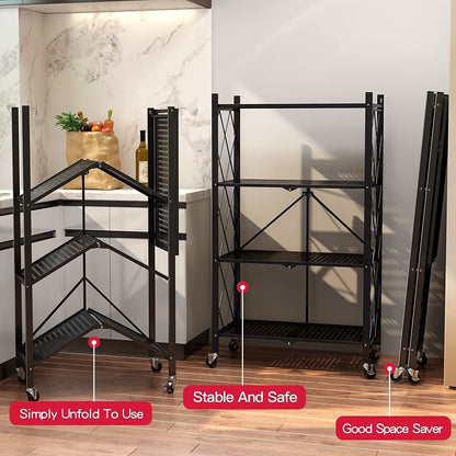 Metal Storage Shelving Unit Collapsible - for Kitchen Bathroom