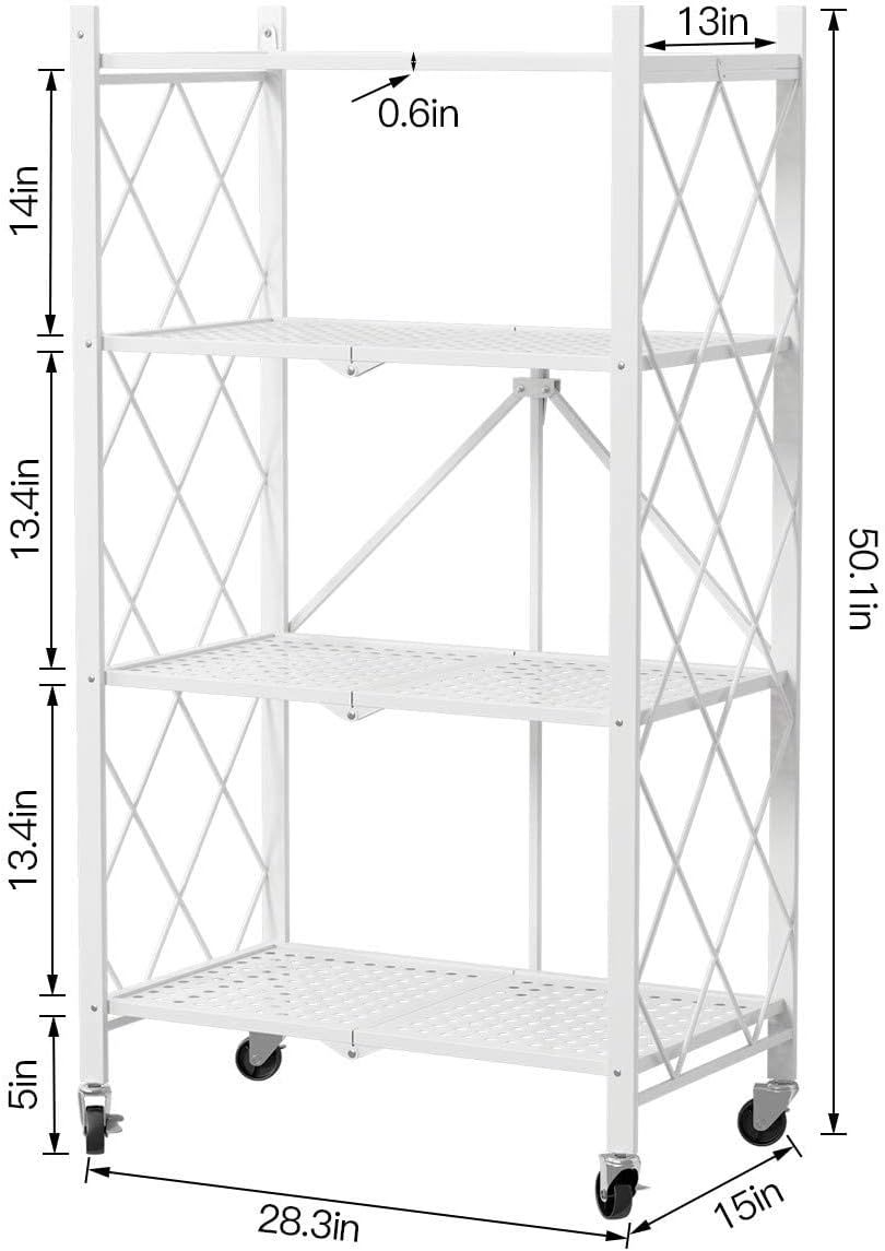 Metal Storage Shelving Unit Collapsible - for Kitchen Bathroom