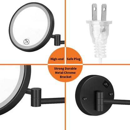 Makeup Mirror with Lights, 7X Magnification Single Sided with White Light