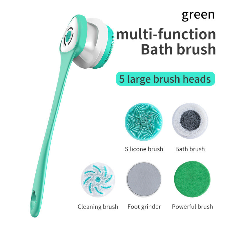 Multifunctional Electric Bath Brush with Long Handle for Exfoliating and Cleansing