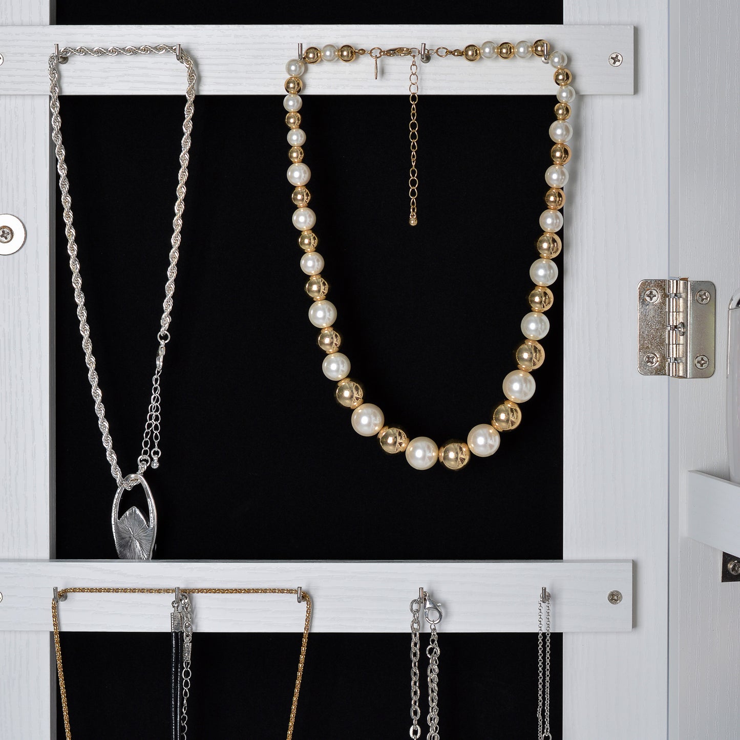 Full Mirror Jewelry Storage Cabinet - Can Be Hung on Door or Wall