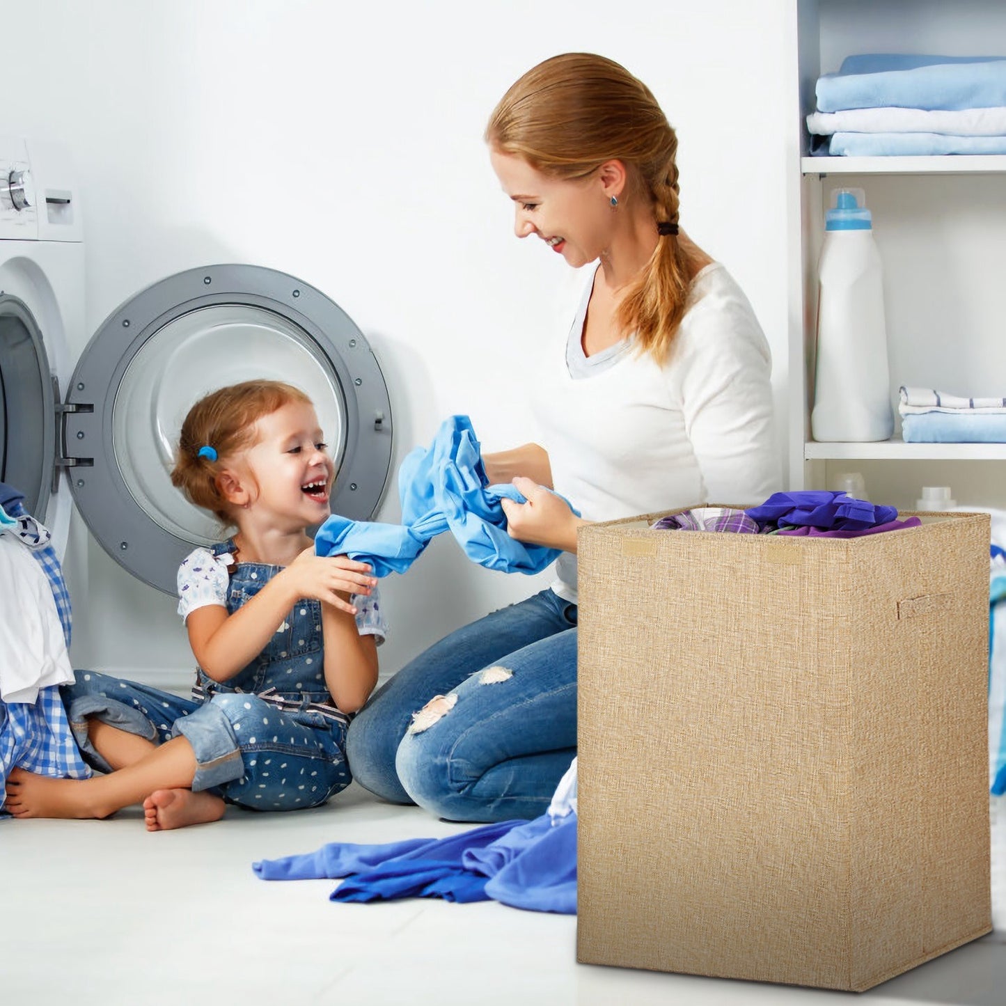 Foldable Laundry Hampers with Lid - Handles