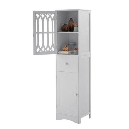 Tall Bathroom Cabinet - Freestanding Storage Cabinet with Drawer and Doors