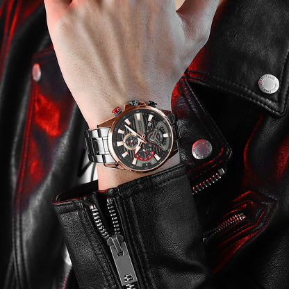 Men's Calendar Watch with Steel Band Six-hand Quartz