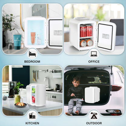 Mini Fridge, 4L/6 Can Portable Small Refrigerator