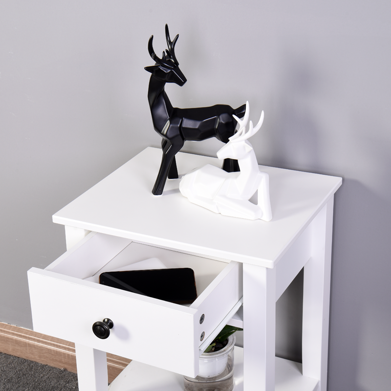 White Floor-standing Storage Table with a Drawer