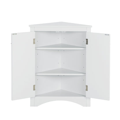 White Triangle Bathroom Storage Cabinet with Adjustable Shelves