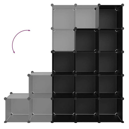 Storage Cube - Organizer with 15 Cubes - Black