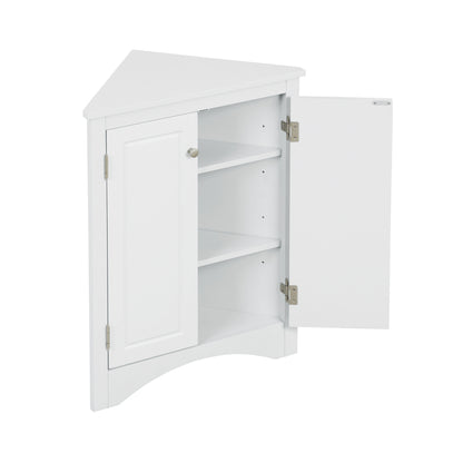 White Triangle Bathroom Storage Cabinet with Adjustable Shelves