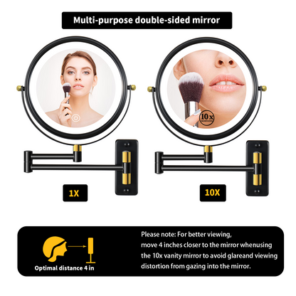 8.6-inch Wall Mounted Makeup Mirror with LED Lights, Double Sided
