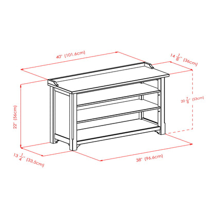 Wood Dayton Bench, Shoe Storage, Walnut Finish