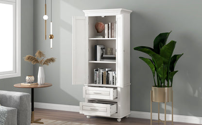 Tall Storage Cabinet with Two Drawers for Bathroom/Office