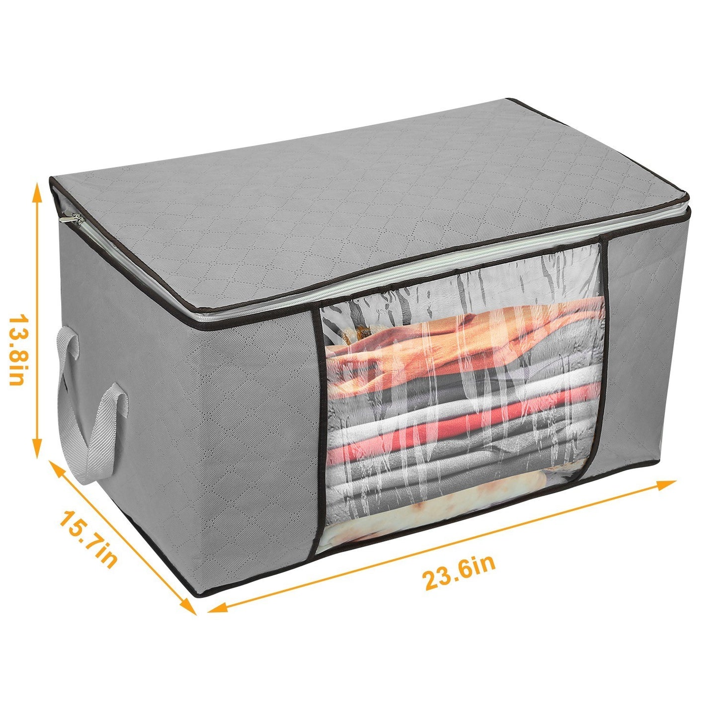 2Pc Storage Bag 90L Large Capacity Foldable Closet Organizer w/ Thick Fabric Clear Window