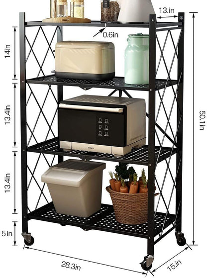 Metal Storage Shelving Unit Collapsible - for Kitchen Bathroom