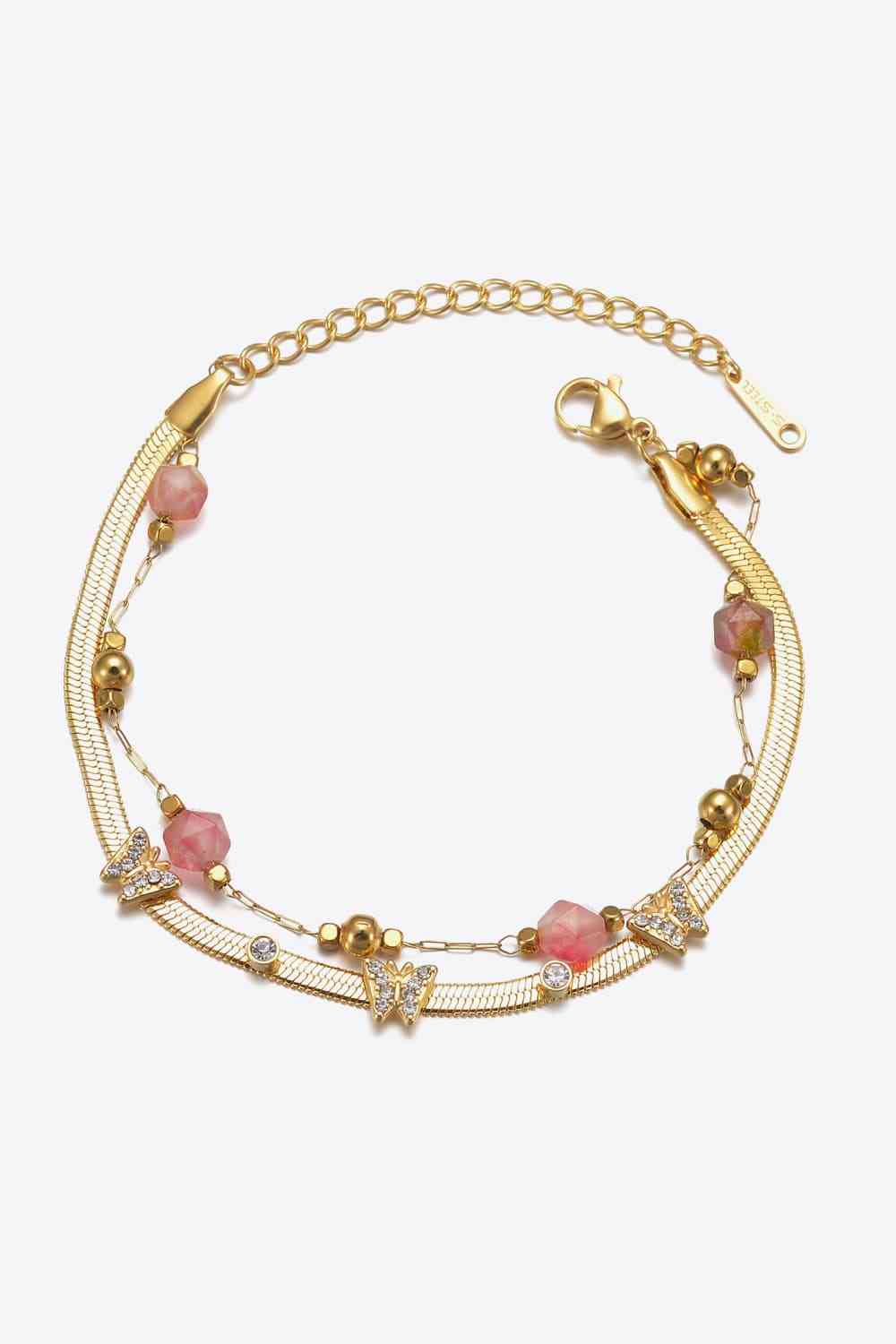 Zircon Butterfly Double-Layered Bracelet