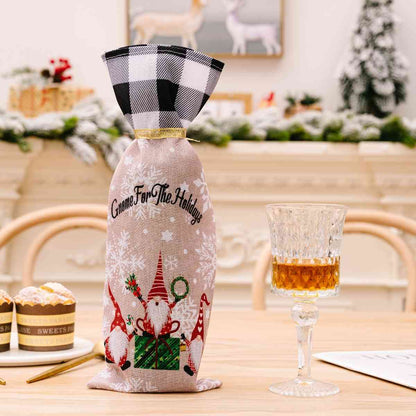 2-Piece Christmas Plaid Bottle Covers